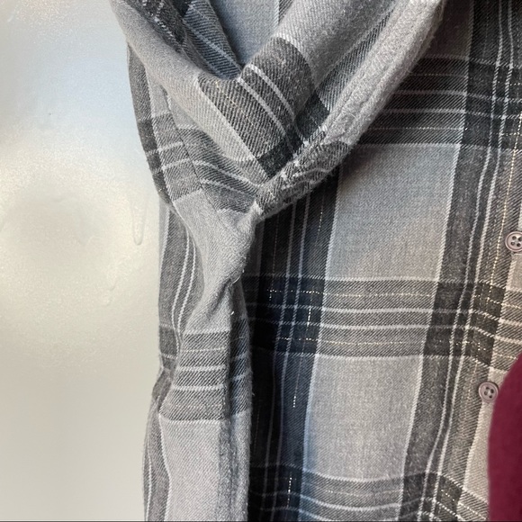 Adriano Goldschmied AG Kids Flannel Button Down Size XL Raw Hem Casual Plaid - Picture 7 of 14